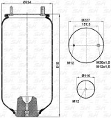 Пневмоподушка SMB/FRUEHAUF S&K без стакана 4159NP 1шп.M12 1шп-шт.M12/20x1.5